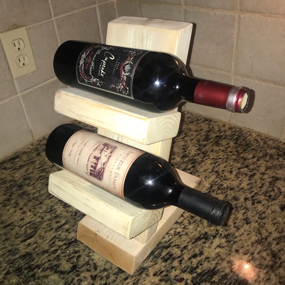 Farmhouse wine rack holder kitchen stand handmade
